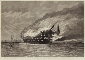 Brand van het Opleidingsschip Goliath door Henry Spernon Tozer
